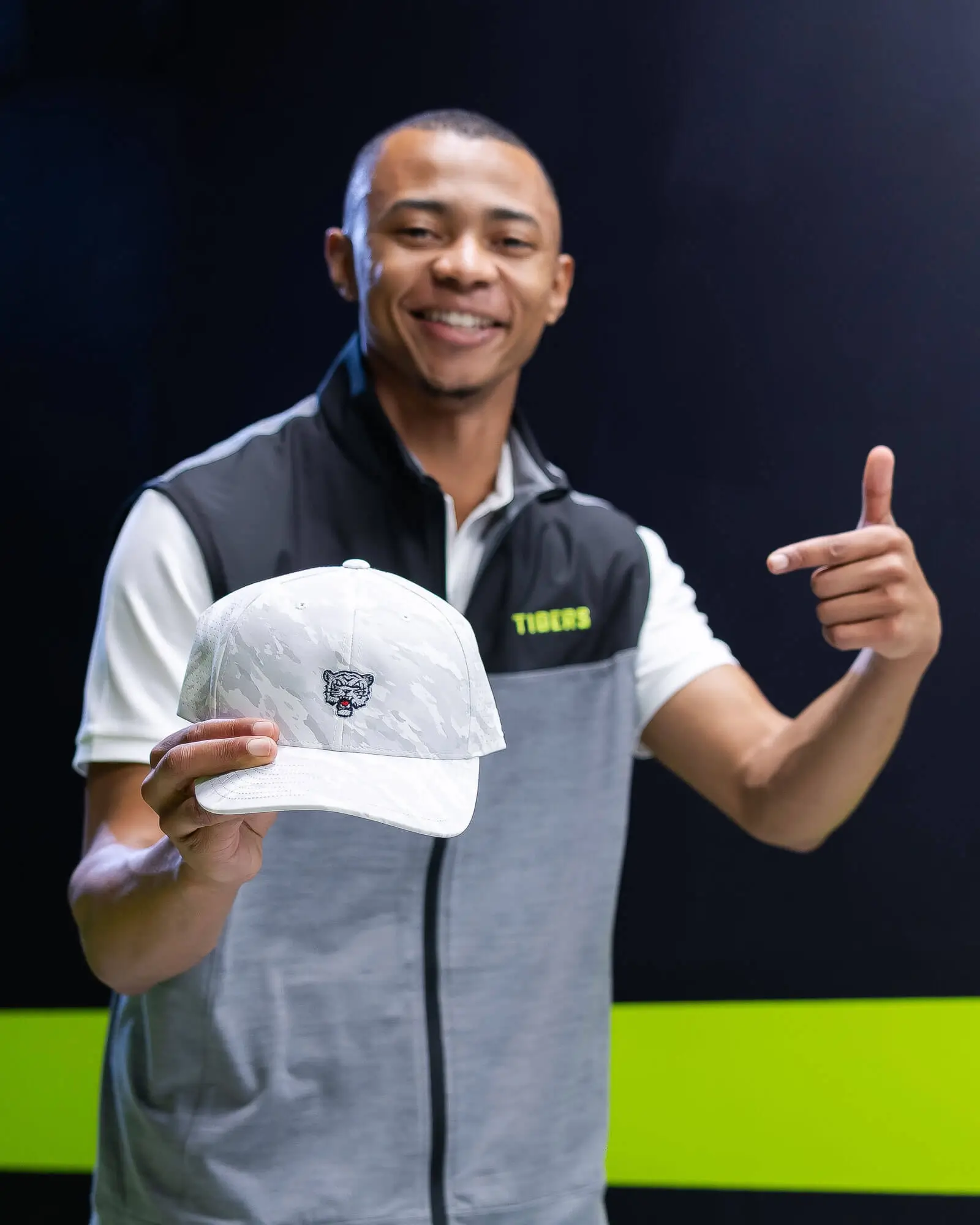 Custom Branded Bills hats with embroidered school team logo