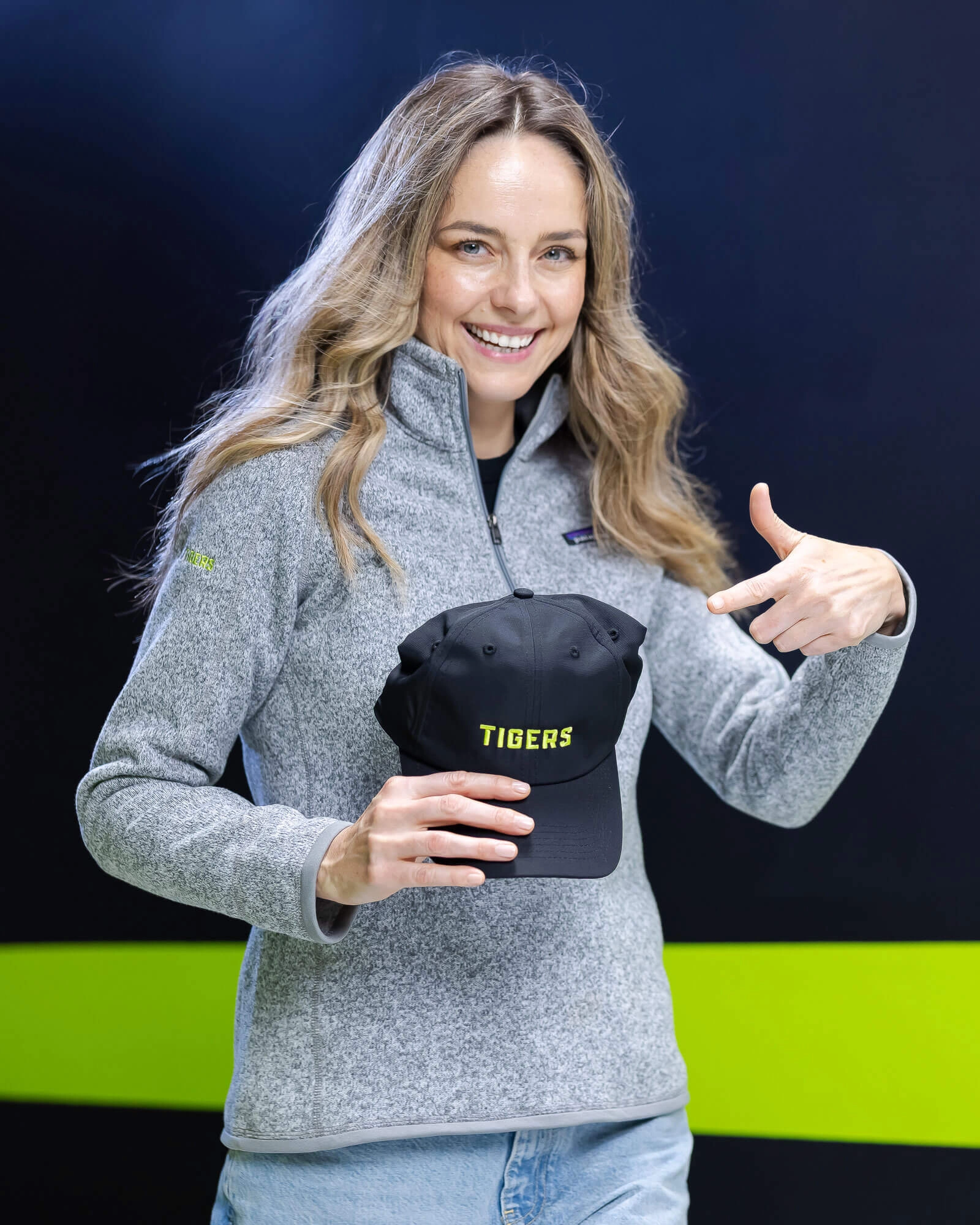 Custom school booster accessories including hats and fan gear